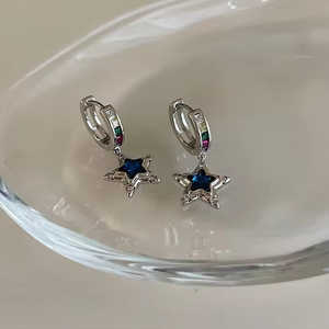 Fashion Personality Elegant Simple Earring Brass Clip Hoop Earring Zircon Star Drop Earring Jewelry for Women Girls - Product Image 5