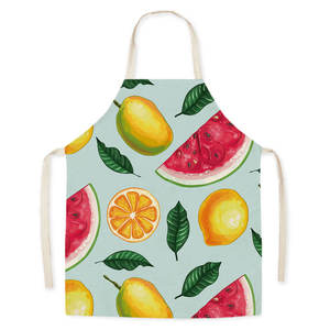 Delantal de cocina de lino con patrón de fruta ajustable y cómodo para clima cálido adecuado delantal de trabajo sin mangas de poliéster reutilizable - Product Image 6