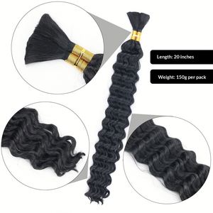 Deep Wave High Temperature Fiber Synthetic Hair <b>Extensions</b> for Braiding Boho Style Bulk Deep Curl - Product Image 3