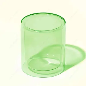 ขวดโหลแก้วใส่เทียนขนาดเล็กพร้อมฝาไม้ผนังสองชั้นขวดโหลแก้วใส่เทียนหรูหราแบบสั่งทำ