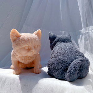 Kätzchen sitzen Statue Silikon Kerzen form Tier Katze Soja Wachs Silikon form Haustier Figur Liebhaber Home Decor - Product Image 6