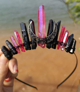 Accesorios <span class=keywords><strong>de</strong></span> Luna <span class=keywords><strong>de</strong></span> Bruja DIY 2022 <span class=keywords><strong>de</strong></span> Buena Calidad, Corona <span class=keywords><strong>de</strong></span> Cristal Morado y Blanco Electrochapada, Diadema Nupcial Hecha a Mano, Accesorios para el Cabello - Product Image 2