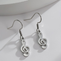 Boucles d'oreilles pendantes en acier inoxydable de haute qualité avec motif musical pour hommes et femmes