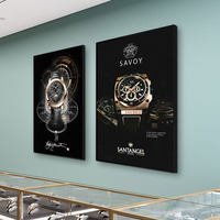 Tableau décoratif de montre de luxe, style artistique, cadre noir en alliage d'aluminium, toile peinte à l'huile, haut de gamme, pour comptoir ou mur