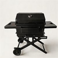 Barbecue portable au charbon de bois pour l'extérieur avec support pliable en X et étagères latérales pour jardin