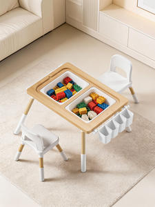 Table de jeu multifonctionnelle en bois massif pour enfants - Design moderne, table d'activités en bois pour l'école - Product Image 5