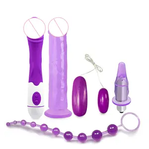 WINYI 7件色情玩具初学者情侣礼品套装包装假阳具肛门珠塞鸡蛋振动器成人女性性玩具套装