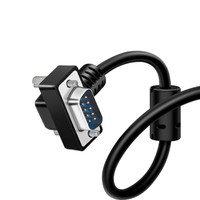 Cable de extensión de conexión de puerto serie RS232 DB9 macho a macho de 270 grados, cable de 9 pines con 2 curvas, chapado en oro y níquel