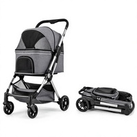 Poussette pliable légère pour animaux de compagnie, 4 roues, chariot pour chien et chat, cadre en alliage d'aluminium amortissant les chocs, voyage en plein air