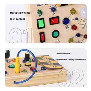 Jouet éducatif Montessori en bois, Tableau d'activités avec interrupteur LED, Jouet de construction de circuits, Thème Bâtiments Modernes, pour la petite enfance - Product Image 4