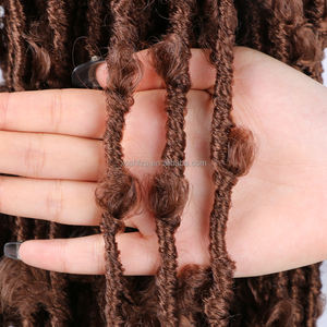 Extensions de cheveux synthétiques Butterfly Locs de haute qualité, bouclées, lisses, tresses au crochet, <span class=keywords><strong>dreadlocks</strong></span>, synthétiques teintes douces, vente en gros - Product Image 3