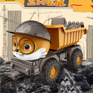 Wholesale Squirrel Plastic Truck Engineering Car Toy Vehicle Kids Gift Toys Car Excavator Engineering Diecast Children Toys Car