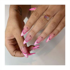 Luxus Mandel-Design 3D Großhandel falsche Nägel handgefertigt Acryl wiederholbare Mädchen-Falschnägel 24-Stück vollverkleidung Nagelpresse - Product Image 3