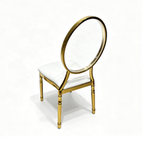 Chaise de banquet en acier inoxydable doré, élégante, avec dossier rond en acrylique, pour salle à manger et événements, vente en gros