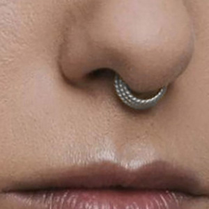 316L Stainless Steel Hinged Segment Ring | Twisted Rope Design Septum Rings Helix Daith Hoop <b>Earrings</b> | Hypoallergenic <b>Piercings</b> - Product Image 6