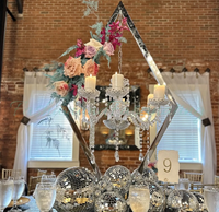 Centres de table de mariage, Candelabres en métal doré et argenté, Supports à fleurs, Décoration de fêtes et mariages, Porte-bougies de table