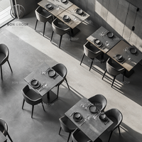 Meubles de restaurant en bois massif de la marque Ron Group Factory Direct, table carrée, chaise en velours personnalisée, ensemble commercial pour restaurant
