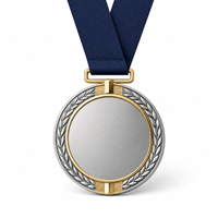 Médaille personnalisée en alliage de zinc 3D dorée vierge pour gravure de logo avec ruban, étoile, couronne de lauriers – Médailles de récompense sportives et scolaires en métal