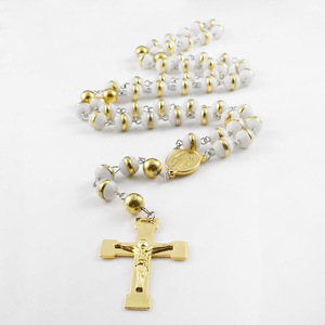 Cadena de cuentas de acero inoxidable para joyería, collar de cuentas con bolas de 8mm, para <span class=keywords><strong>Rosario</strong></span> religioso milagroso de <span class=keywords><strong>señora</strong></span> - Product Image 3