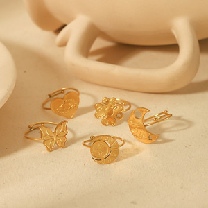 Fashion <b>Rings</b> Heart <b>Moon</b> Star Gold Plated Women's Jewelry Gift Set TR4279 - Product Image 2