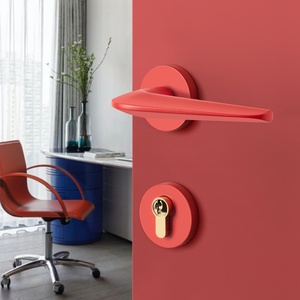 Pegangan tuas pintu kuningan padat kelas atas-pegangan pintu desainer Modern merah untuk penggunaan komersial perumahan - Product Image 5