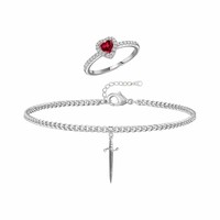 SJ0125 Bijoux de couple : Bague et bracelet Cœur percé par une épée, best-seller d'usine