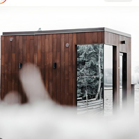 Sauna infrarouge extérieur en bois massif pour 4 à 6 personnes, combo bain froid, design personnalisé, pour salle de sport et villa