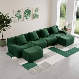 Canapé carré rembourré en tissu Teddy blanc de qualité supérieure pour hall d'hôtel et villa, idéal pour la vente en gros, échantillons gratuits - Product Image 4