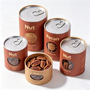 Nuts Custom Paper Tube Packaging with Sealed Lid Recyclable Food Grade Craft Paper Cylinder Container for Nuts - Product Image 2