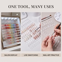 Nouvelles 120 pièces d'échantillons de couleurs unies pour ongles, formes ovales à fond plat, conception à coller entièrement, pour l'affichage des couleurs de vernis gel