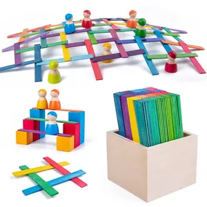 Jouet enfants créativité en bois bloc arc-en-ciel Da Vinci Bridge Puzzle éducatif bricolage montersori jouets éducatifs en bois puzzles 3d