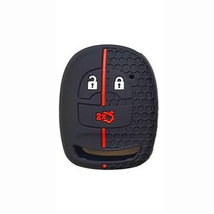 Pour Changan Yidong CS55 <span class=keywords><strong>Auchan</strong></span> X7 Zhishang X Yuexiang V7 Housse de clé de voiture en silicone à motif nid d'abeille à 3 boutons droits - Product Image 1