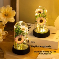 Cadeau de la Saint-Valentin, fête des mères, lumière LED, feuille d'or 24 carats, roses en cristal, galaxie, artisanat, écologique, cylindre transparent
