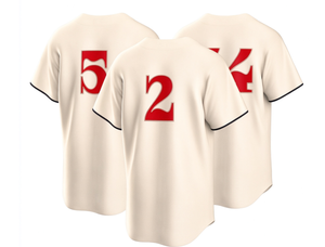 Maillot de baseball pour homme en crème, numéro brodé, manches courtes, boutonné, uniforme de fan de sport - Product Image 1