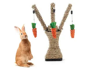兔子趣味树兔完美咀嚼咬伤玩具抓挠爬胡萝卜小动物猫豚鼠洁牙活动玩法