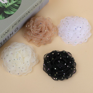 Organza Flower Hair Clip Rhinestone Decor <b>Wedding</b> DIY <b>Accessory</b> For Women Headdress Corsage - Product Image 3