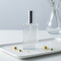 Bouteilles de parfum et cosmétiques ALKA en gros, flacons carrés en verre de 50 ml avec bouchon à vis, pompe pulvérisatrice, impression sérigraphiée, diffuseur à bâtonnets, modèle prêt à l'emploi