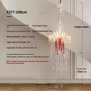 Thanh Lịch Rõ Ràng <span class=keywords><strong>Ruby</strong></span> Pha Lê Màu Đỏ Hạt Cổ Điển Pháp Nến Chủ Sở Hữu Biệt Thự Lớn Cầu Thang Lối Vào Hội Trường Đèn Chùm Cho Trần - Product Image 5