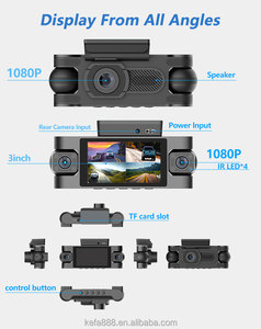 2025 pantalla IPS de 3 pulgadas 4 lentes DVR G-sensor cámara grabadora de vídeo negro coche Dash Cam Monitor WiFi soporte 4 lentes 1080P - Product Image 4
