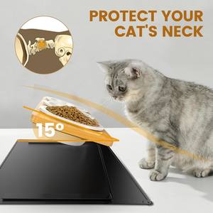 Estante de madera para tazones de mascotas para gatos y perros pequeños, mesa de comedor de animales de carga, alimentador de cuencos de comida con protector de cuello - Product Image 3