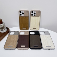 Coque de téléphone magnétique antichoc en cuir PU et bois sans cadre, design professionnel, protection d'appareil photo, haute qualité, en promotion pour 12/12