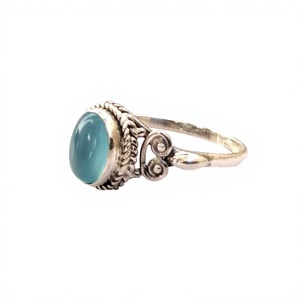 Made in India 925 Sterling Silver Aqua Chalcedony Gemstone Solid Silver Chalcedony <b>Rings</b> <b>for</b> <b>Girls</b> & Women - Product Image 3
