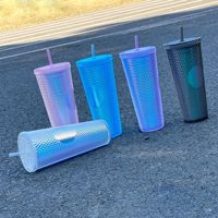 Gobelet isotherme double paroi 24oz avec strass, bouteille d'eau personnalisée avec lumière LED colorée, pour boire directement, idéal pour la rentrée scolaire
