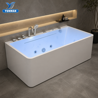 Baignoire en acrylique Whirlpool avec fonction de massage, robinet cascade, lumière LED, baignoire de massage en acrylique avec jets