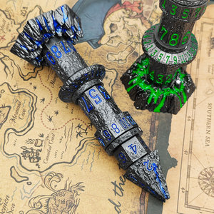 <span class=keywords><strong>Torre</strong></span> de Dados Metálica Vintage con Diseño de Volcán, 7 en 1, Estilo Steampunk, Engranajes Mecánicos Giratorios para Juegos de Mesa DND RPG - Product Image 5