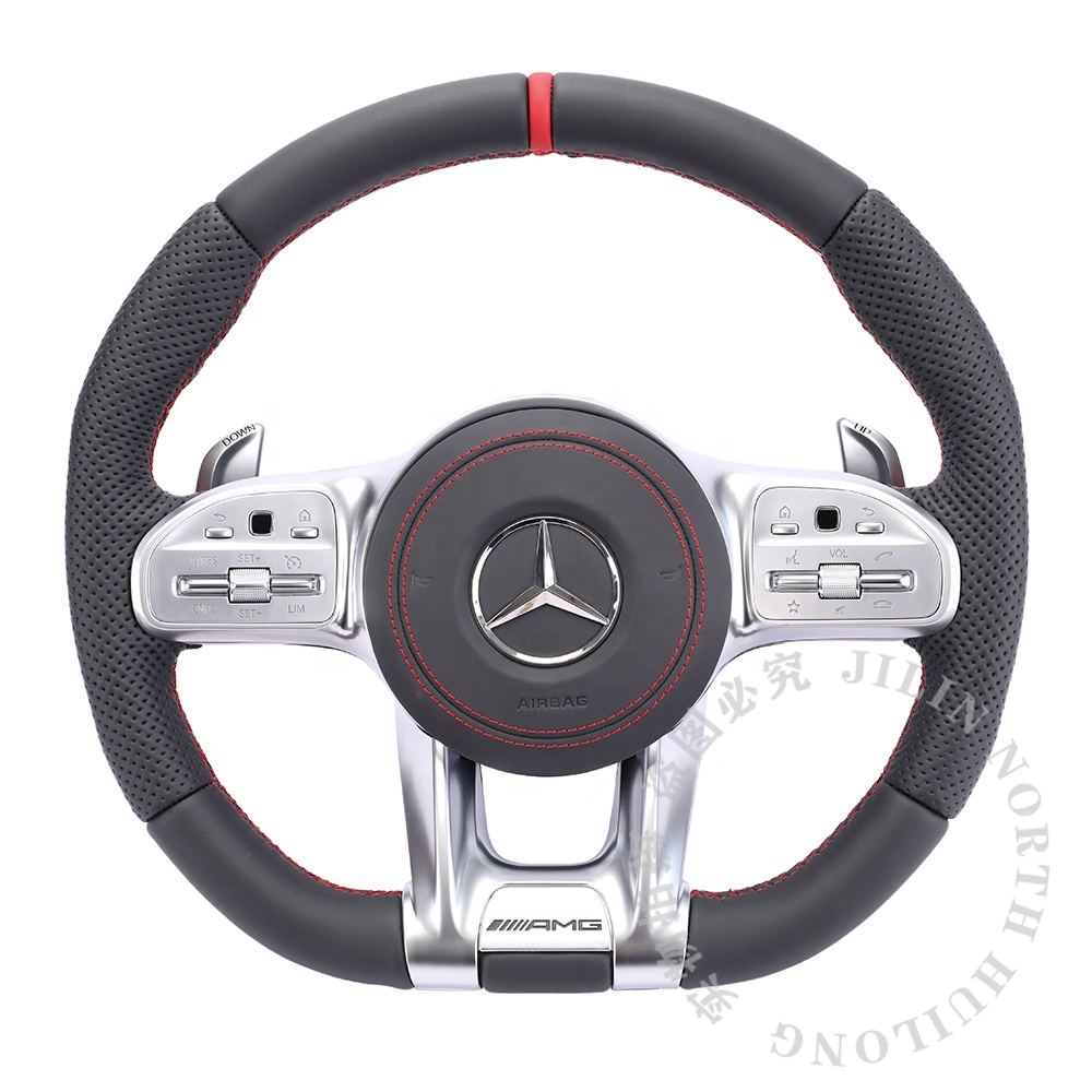 Volante AMG originale per Paddle Paddle in pelle perforata Mercedes Benz Lime