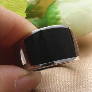 Titanium Steel Black Epoxy Resin <b>Ring</b> Geometric Unisex Fashion Jewelry Gift - Product Image 4
