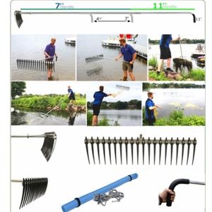 Rake Zilla |   Râteau à végétaux aquatiques <span class=keywords><strong>extra</strong></span> <span class=keywords><strong>large</strong></span> et robuste pour lacs et étangs, tête de 40 pouces de <span class=keywords><strong>large</strong></span> avec dents de 9 pouces |   Comprend un outil de jardinage manuel - Product Image 3