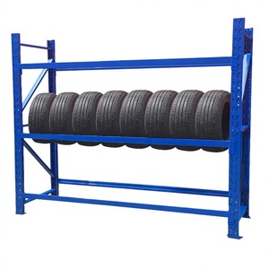 Support de rangement pour pneus en acier bleu, 2 niveaux, réglable, avec cadre principal robuste thermolaqué - Product Image 1