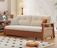 Sofá Cama Convertible de Lujo Moderno para Sala de Estar, Sofá de Madera de 2 Plazas, Plegable, con Funda de Terciopelo
